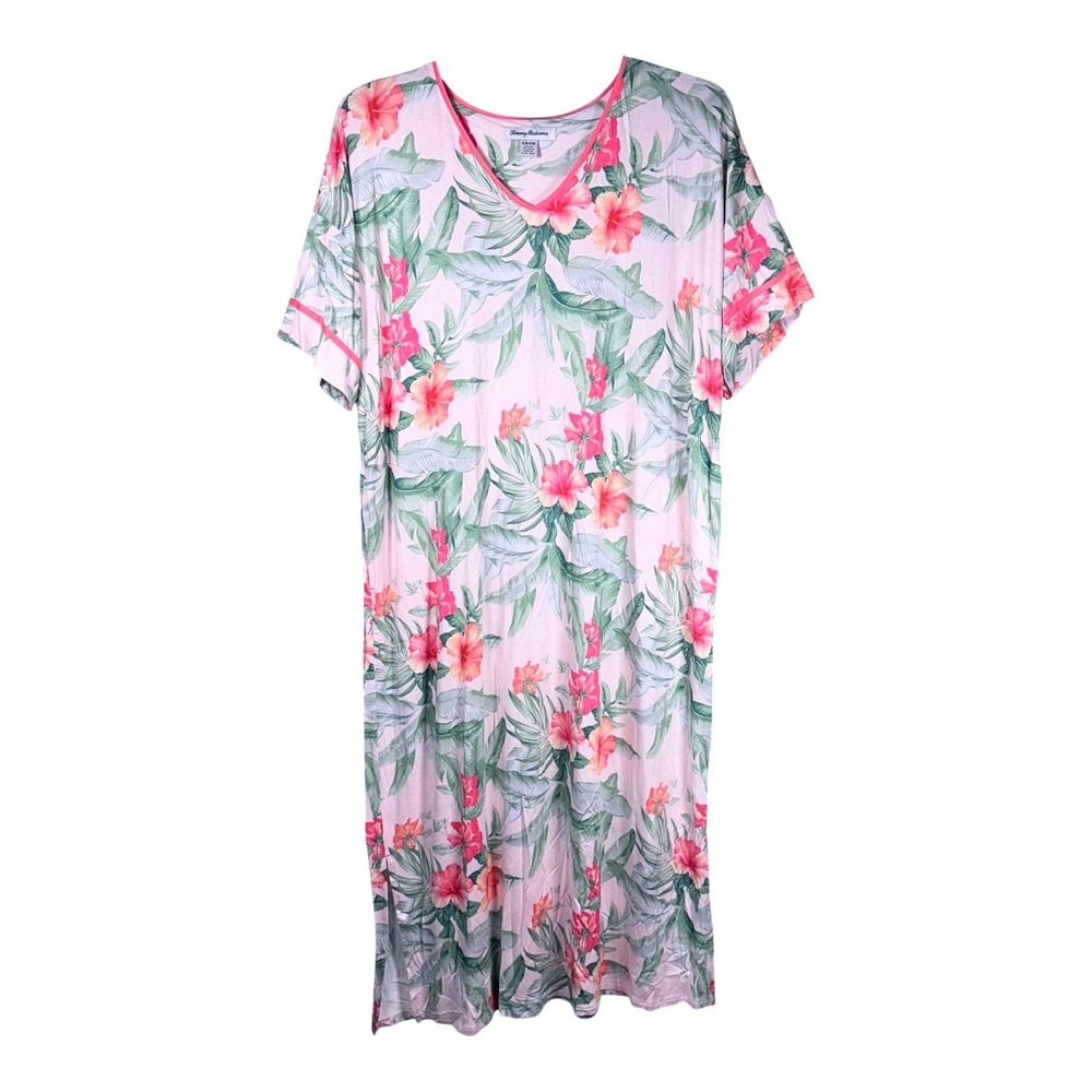 Tommy Bahama Womens‎ Caftan Size Small Medium S/M Pink Tropical Maxi Dress NWT